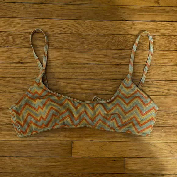 Triangl orange gold chevron sparkly stripe bikini top - Picture 3 of 5